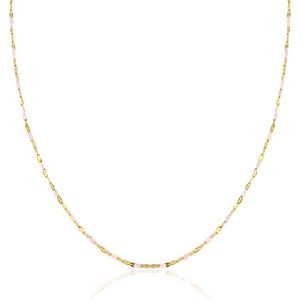 Ketting light pink/gold epoxy stainless steel