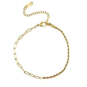 Armband stainless steel twisted &amp; straight Gold