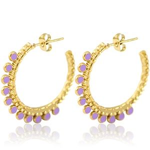 Oorbellen oorsteker creolen 30mm Gold-purple