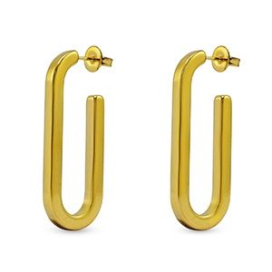 Oorbellen stainless steel oorstekers oval Gold