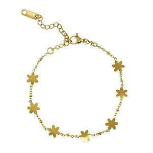 Armband gold stainless steel flower Gold