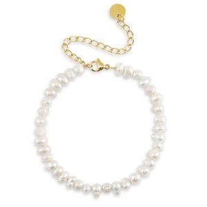 Armband stainless steel ronde parels