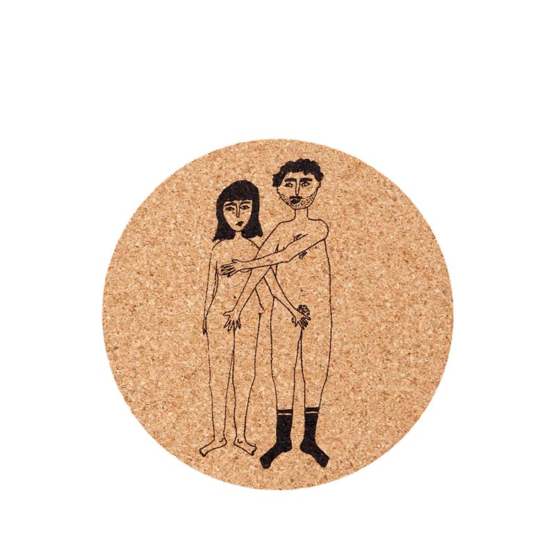 Helen B onderzetters kurk Naked Couple (set van 6)