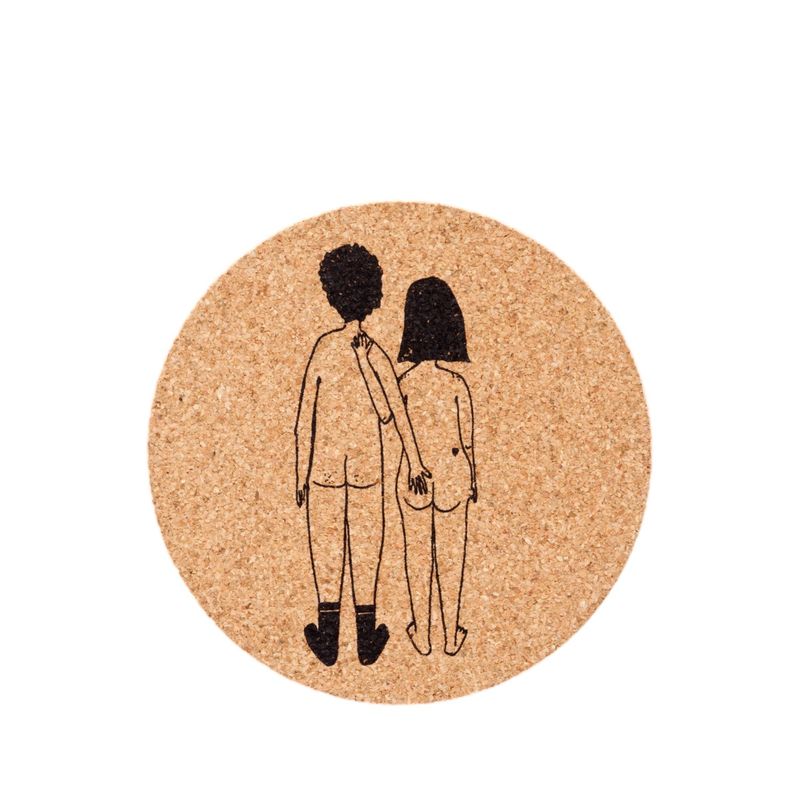 Helen B onderzetters kurk Naked Couple back (set van 6)