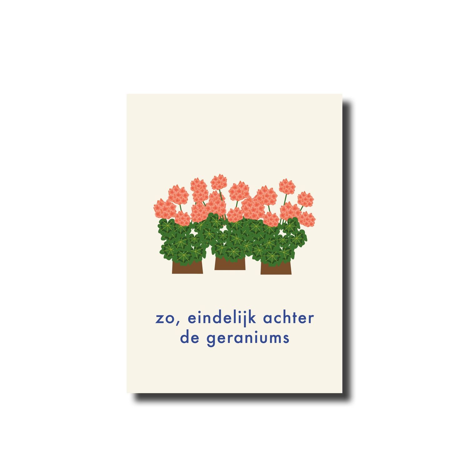 Ansichtkaart &#39;zo, eindelijk achter de geraniums&#39; pensioen