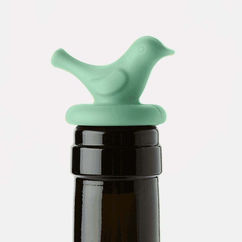 Flessenstop uit silicone blauw, groen of oranje