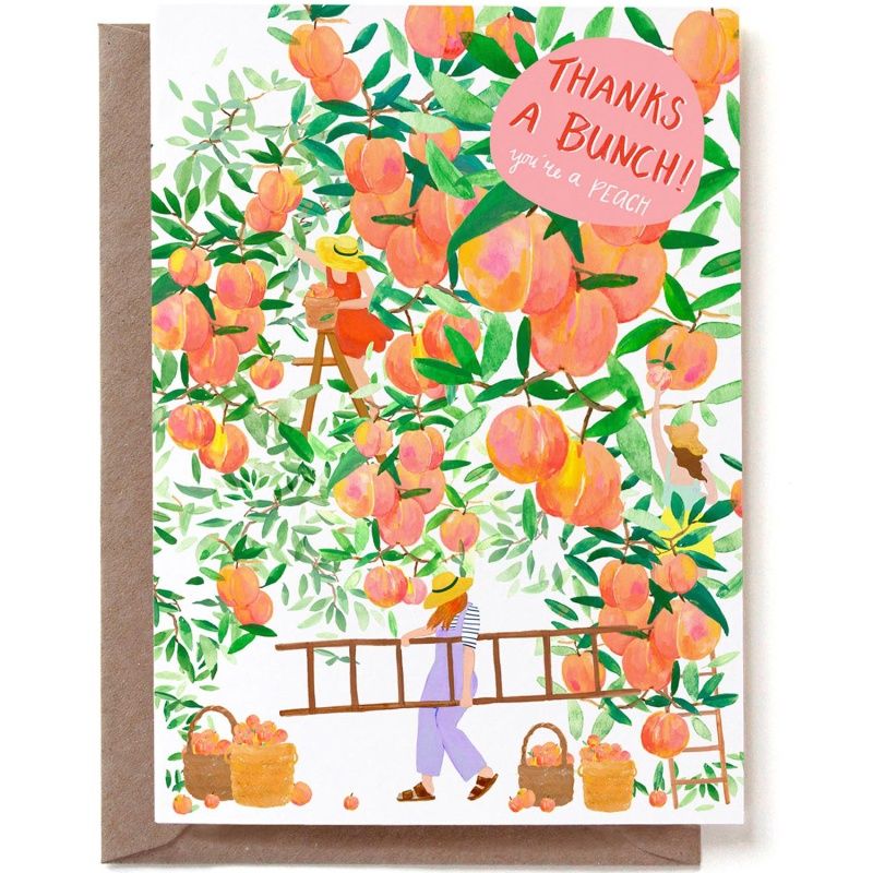 Dubbele kaart thank you peaches &#39;Thanks a bunch!&#39;