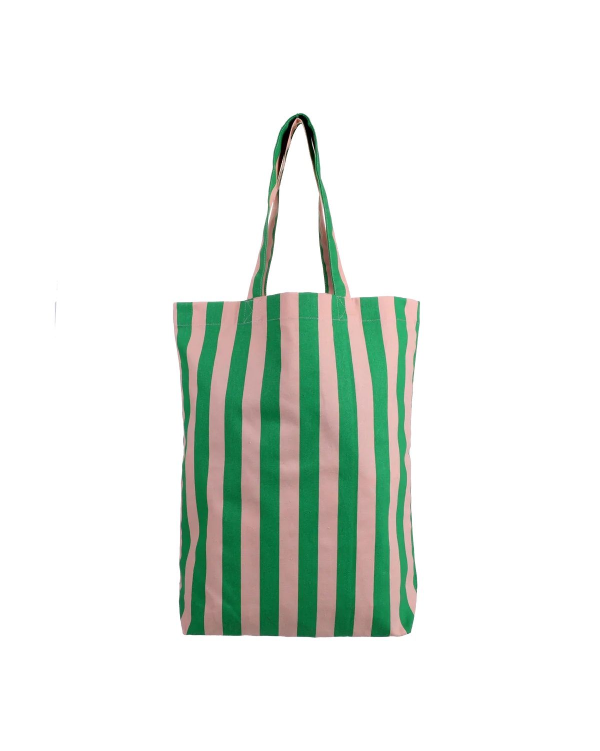 Katoenen tas gestreept groen roze