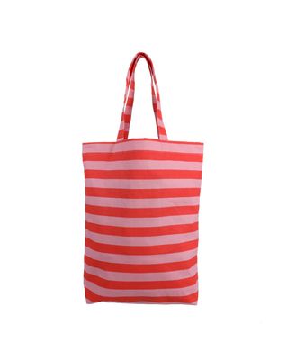 Katoenen tas gestreept roze rood