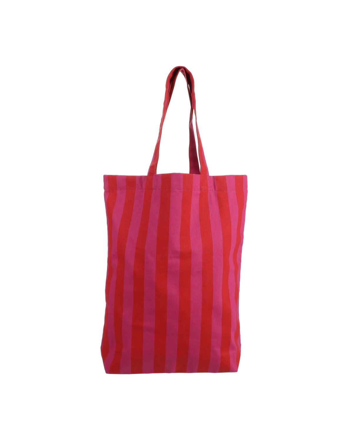 Katoenen tas gestreept paars/roze rood