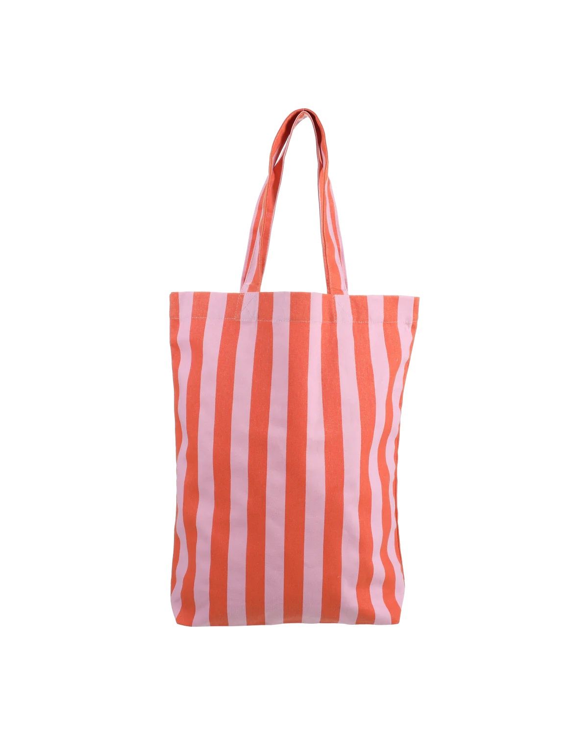 Katoenen tas gestreept  roze oranje