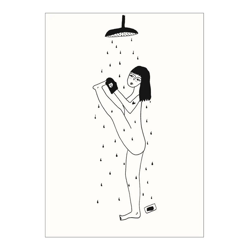 Helen B ansichtkaart Yoga in the shower