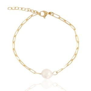 Armband schakels gold pearl