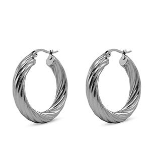 Oorbellen circels twisted silver
