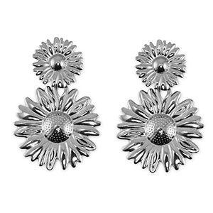 Oorbellen oorstekers sunflowers silver