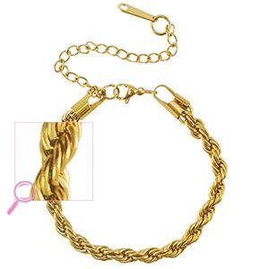Armband gold stainless steel twisted cord