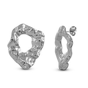 Oorbellen zilver plated rond stekers groot