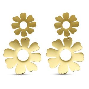 Oorbellen goud oorstekers two flowers open gold