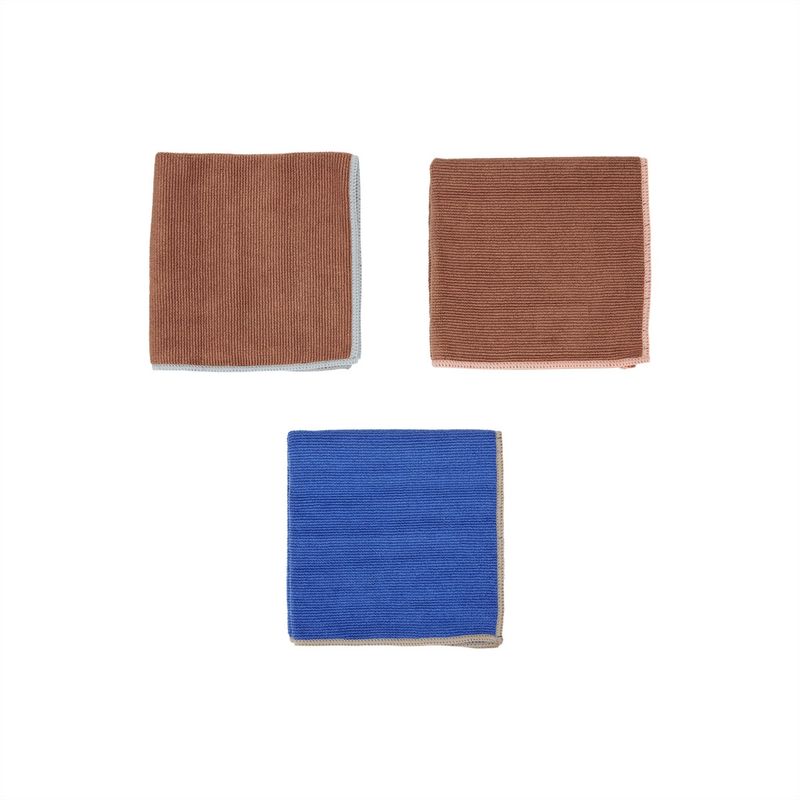 Mundus Microvezel Vaatdoek brown/blue - Set van 3