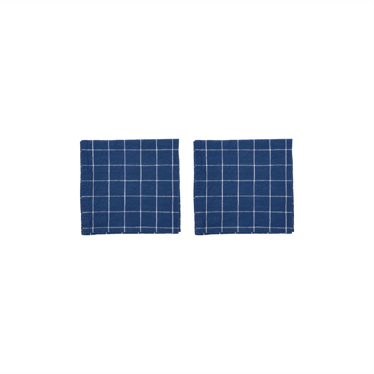 OYOY Servet grid white/blue - Set van 2