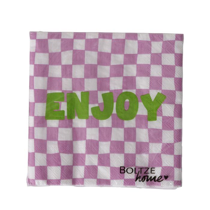 Servetten papier &#39;enjoy&#39; · wit/roze