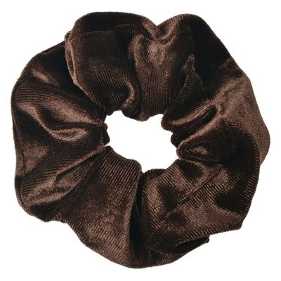 Scrunchie rib fluweel · donkerbruin