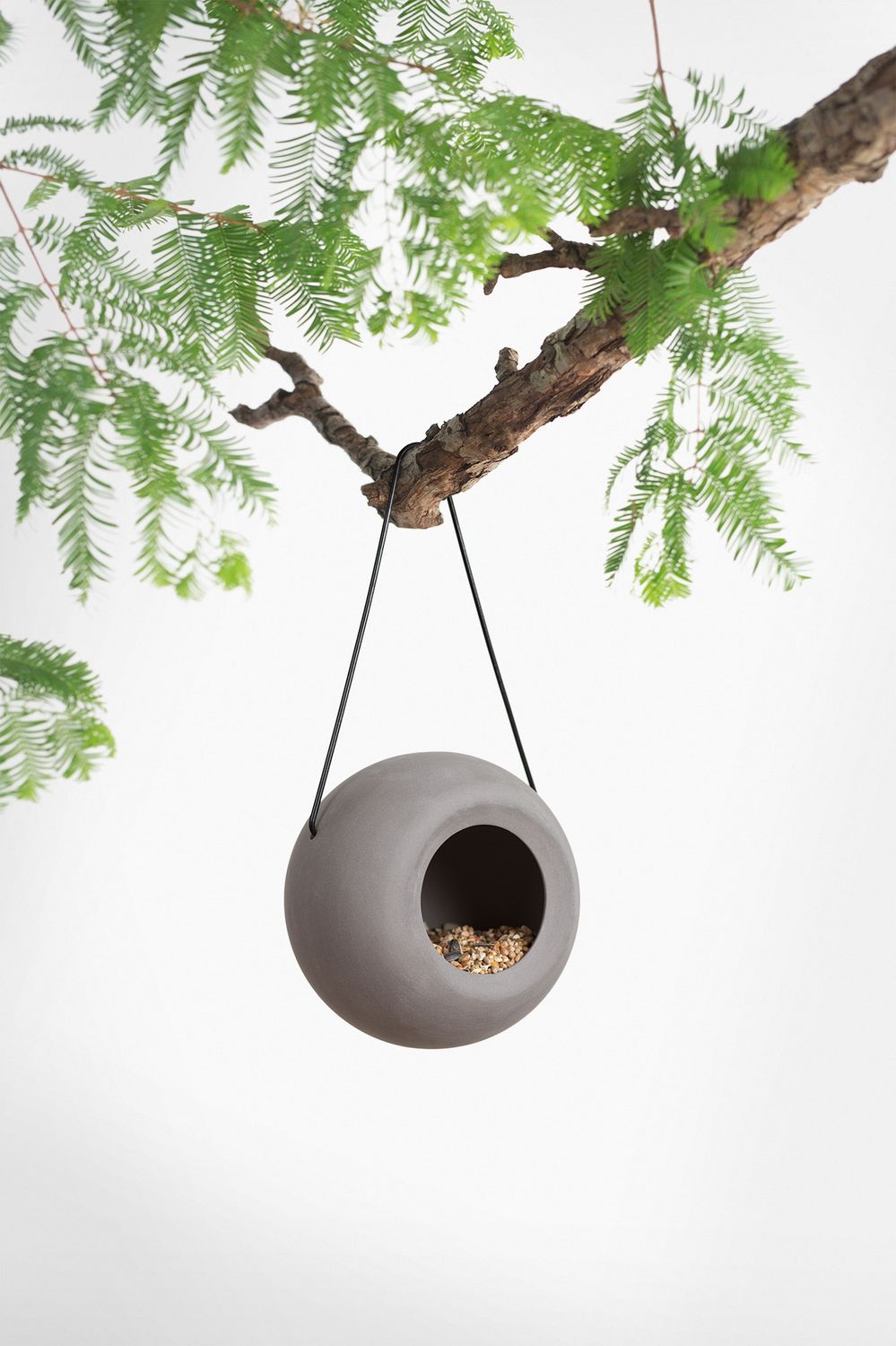 Hello Lisa vogel voeder hanger keramiek · grijs