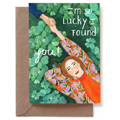 Dubbele kaart &#39;I&#39;m so lucky I found you&#39;