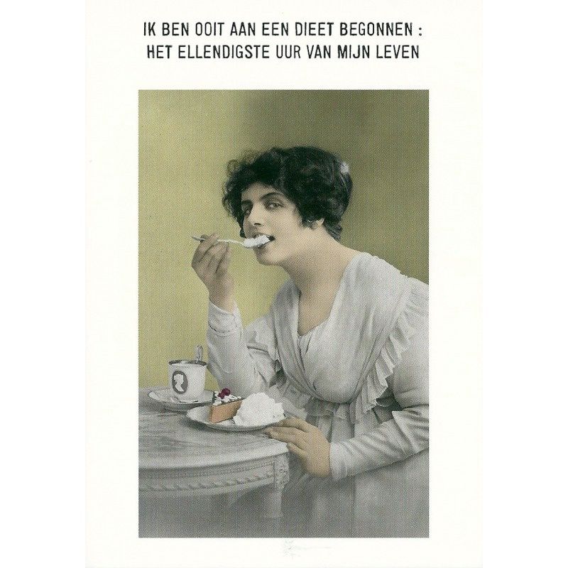Kartoenfabriek postkaart &#39;Dieet, ellendigste uur&#39;