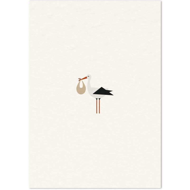 Postkaart · Ooievaar met baby