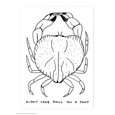 Postkaart &#39;Giant crab rolls you a joint&#39;