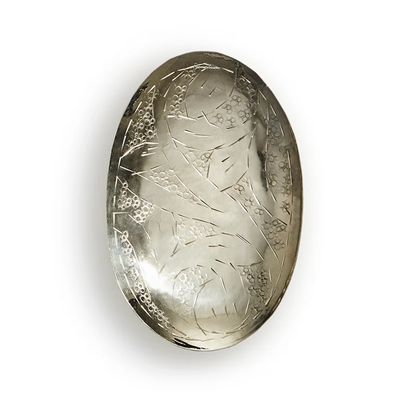 Schaaltje geurblokje messing ovaal zilver