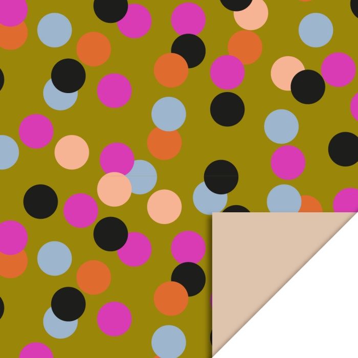 Cadeaupapier - Big Confetti Olive - Nude