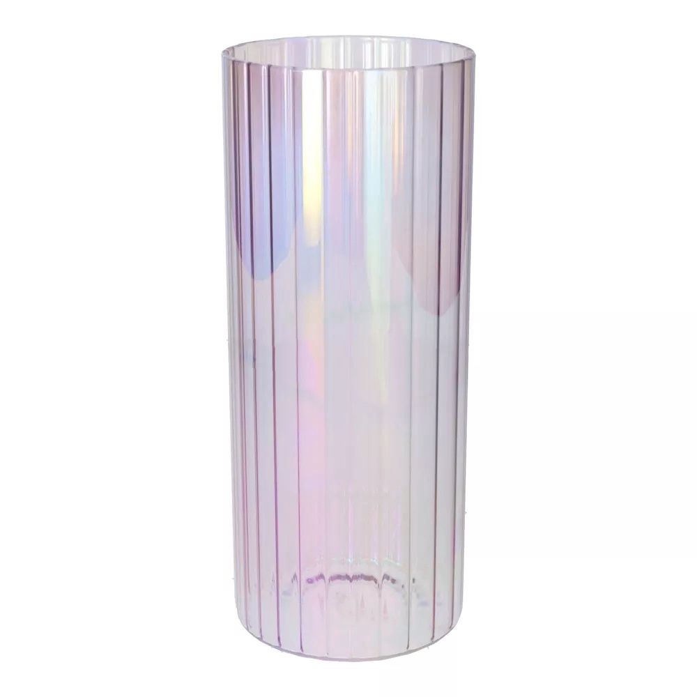 Vaas lila/roze glas cilinder pearl finish · hoog