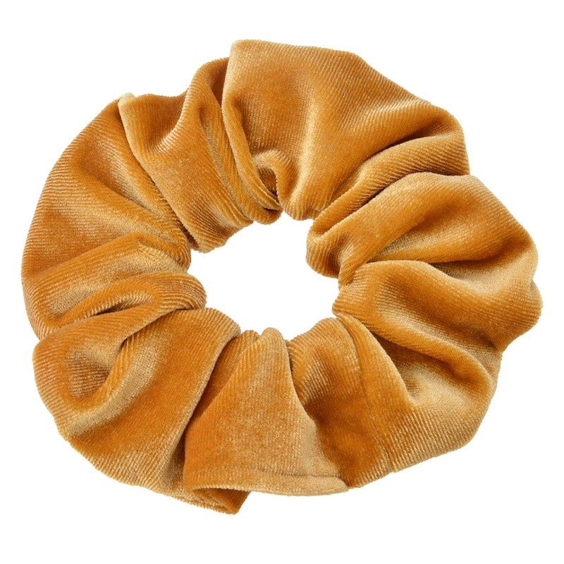 Scrunchie rib fluweel · oudgeel