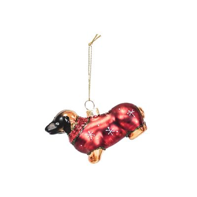 Kerstbal hanger teckel kersttrui· glas