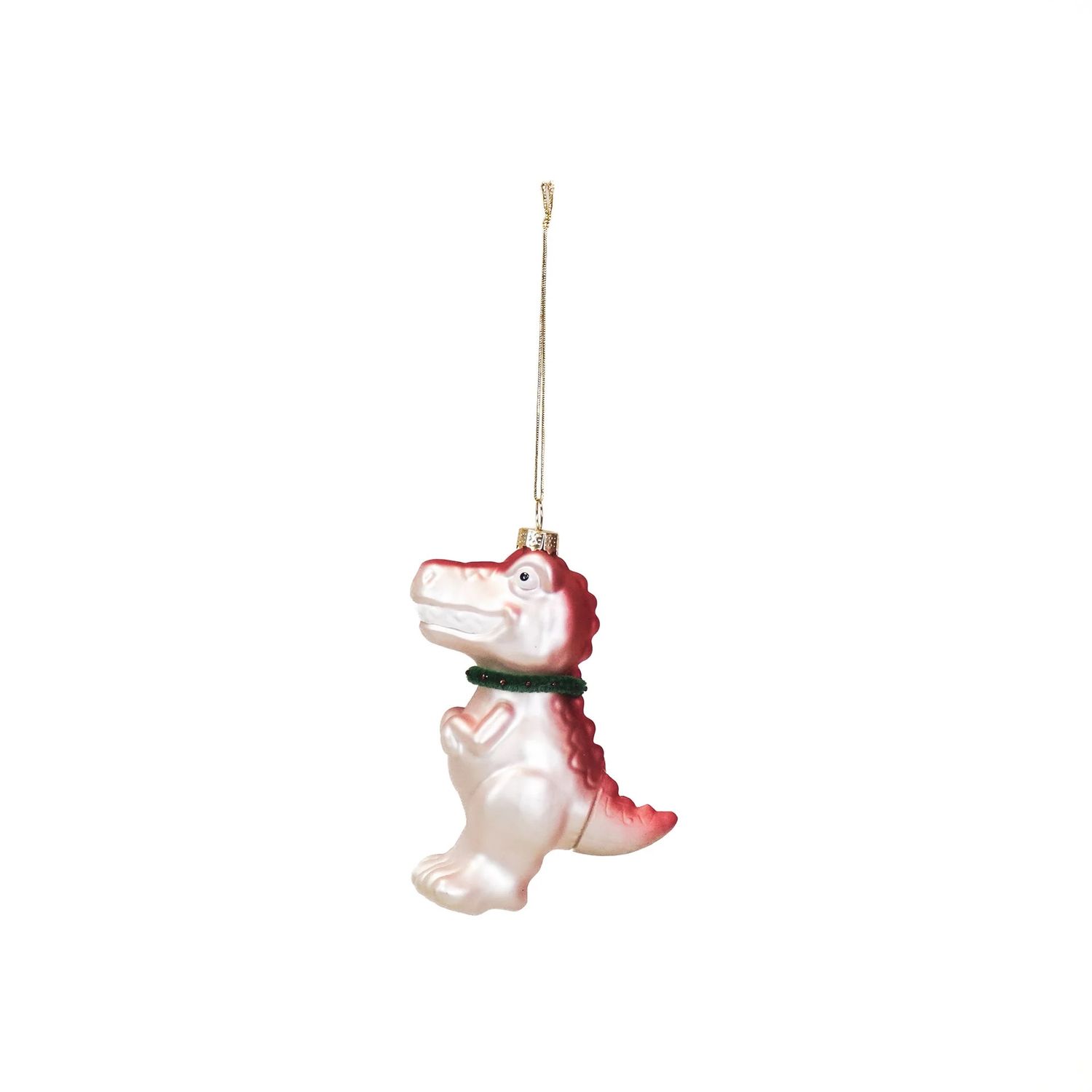 Kerstbal hanger dinosaurus red · glas