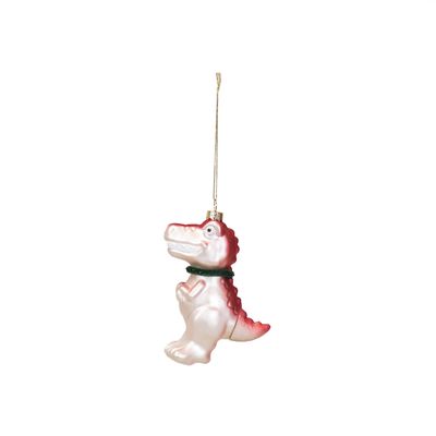 Kerstbal hanger dinosaurus red · glas