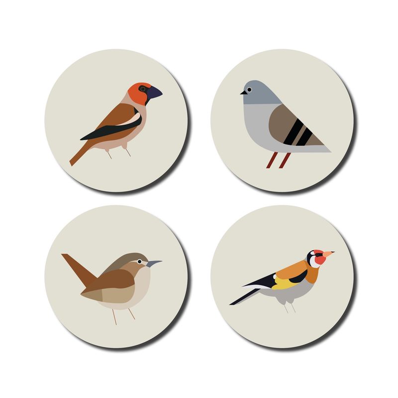 Onderzetters vogels - set van 4
