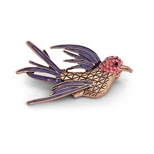 Broche vogel paars/roze