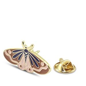 Pin nachtvlinder goud brown/pink/blue