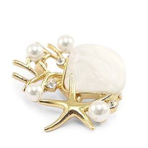 Broche sealife parel white/gold