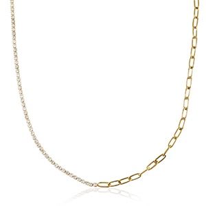 Ketting stainless steel goud-crystal