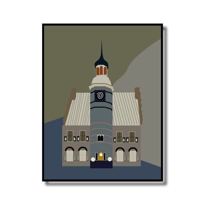 Print in lijst Stadhuis Gennep