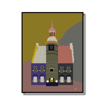 Print in lijst Gennep in kleur