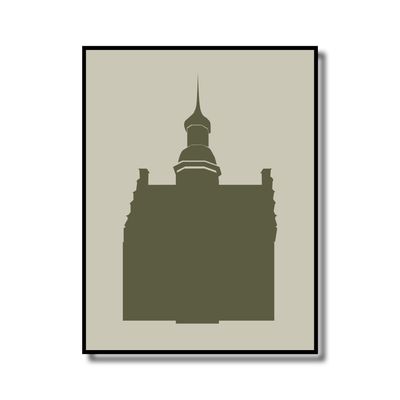 Print in lijst Gennep stadhuis vlak groen
