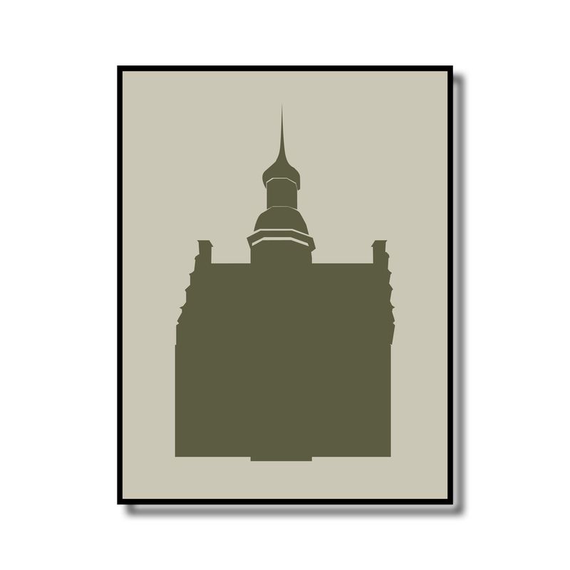 Print in lijst Gennep stadhuis vlak groen