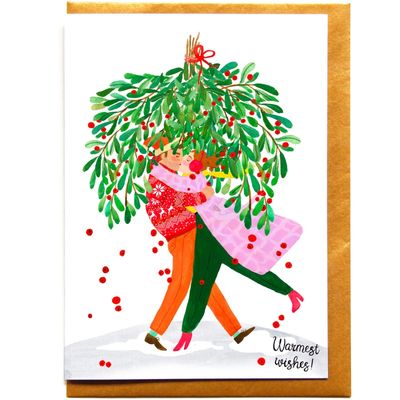 Kerstkaart · Warmest wishes mistletoe