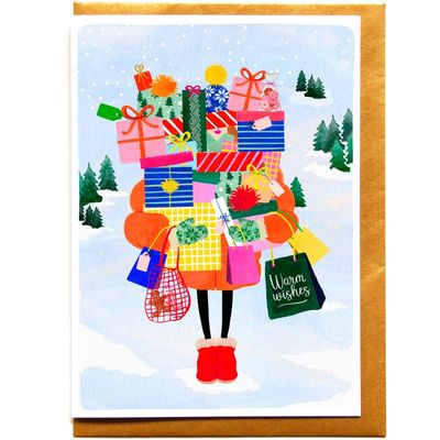 Kerstkaart · Warm wishes presents