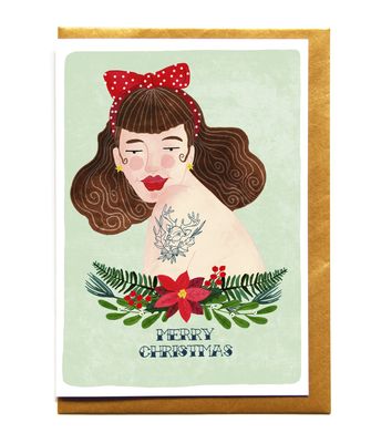 Kerstkaart · Pin up girl tattoo